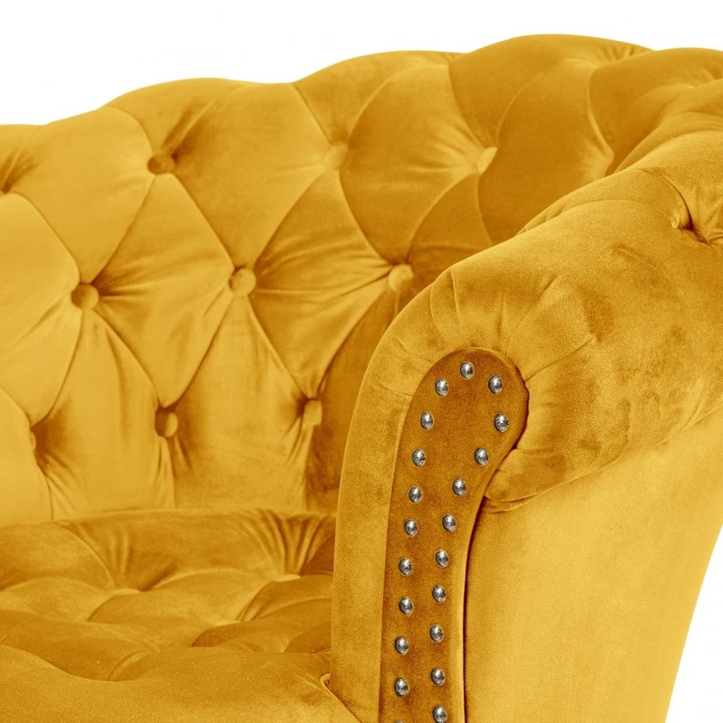 Фотьойл Честърфийлд Людовик, жълто кадифе